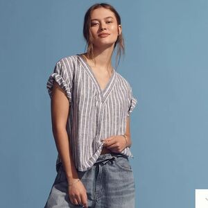 Pilcro‎ Anthropologie Linen Henley Surf Shirt S